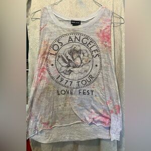 Sheer Wet Seal Tank Saying “Love Fest”